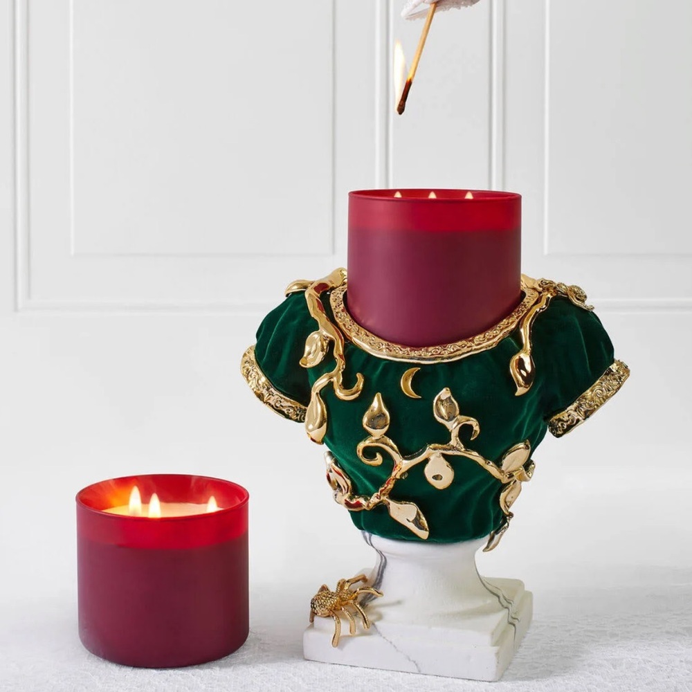 Bath & Body Works HEADLESS BUST 3-Wick Candle "Marble" Pedestal HALLOWEEN Green - Picture 2 of 13